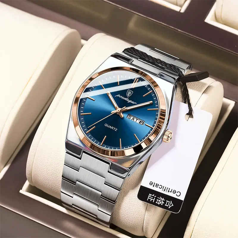 Poedagar 930 Quartz Blue Dial Couple Watch Set
